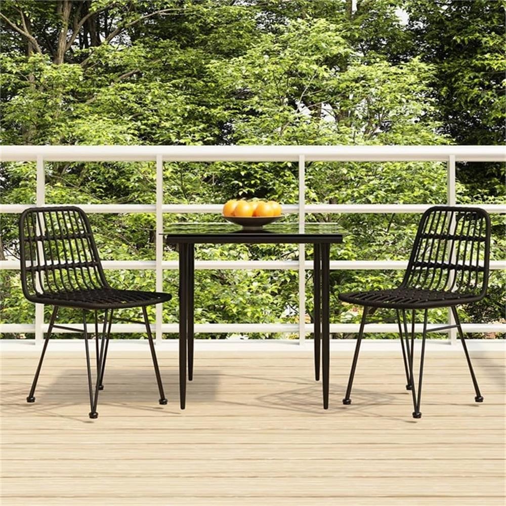 Bowery Hill Poly Rattan Medium Durable Garden Dining Set in Black