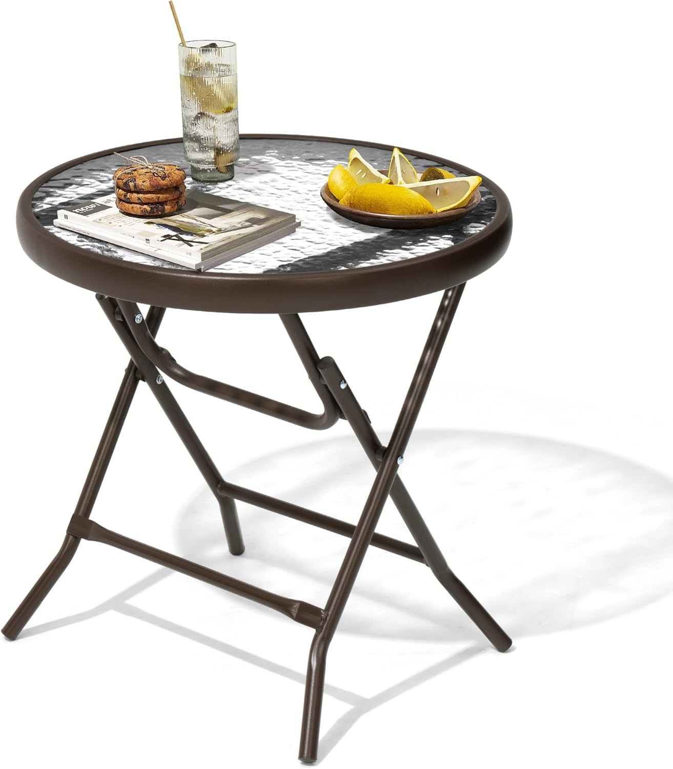 Outdoor Side Table – Small Folding Patio End Table for Pool, Balcony, Porch