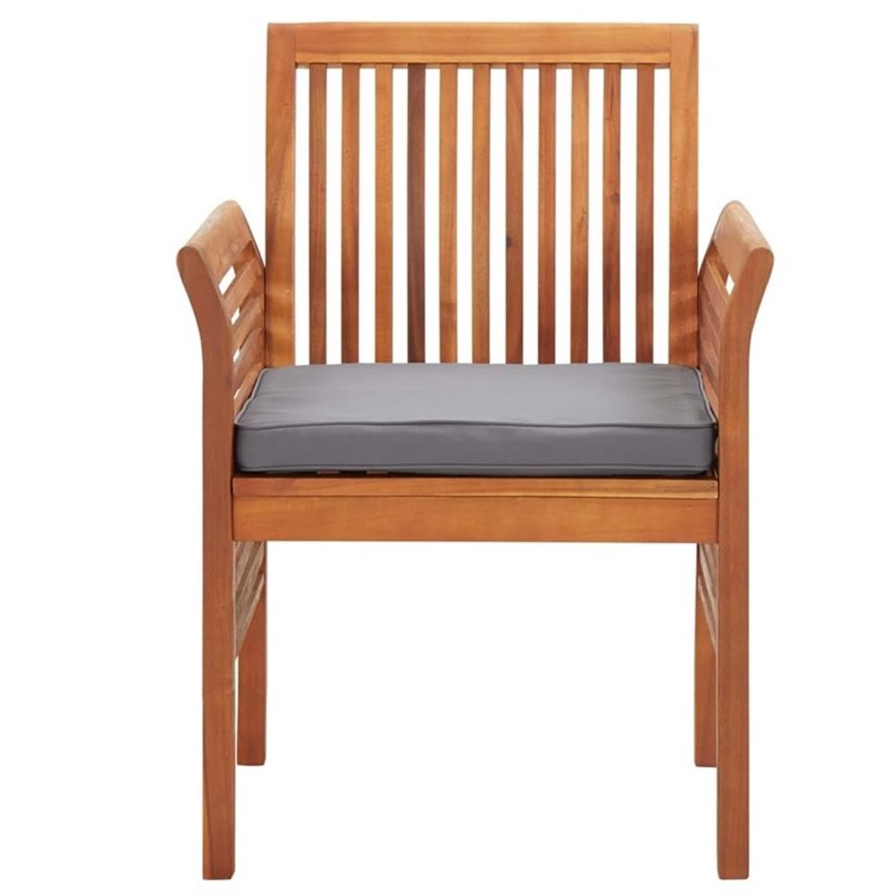 Bowery Hill Outdoor Dining Set in Brown Frame With in Dark Gray Cushions