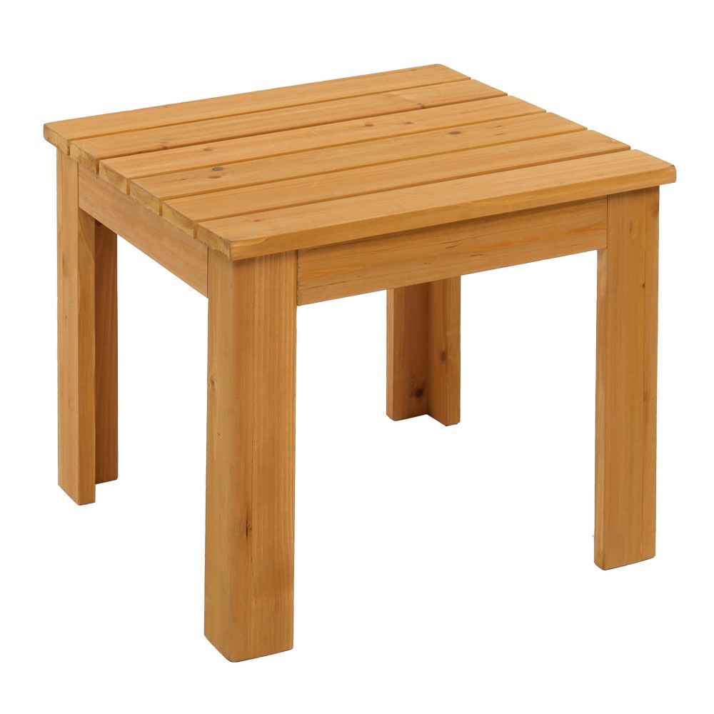 Patio Wooden Square Side End Table Coffee Bistro Table Indoor Outdoor Natural