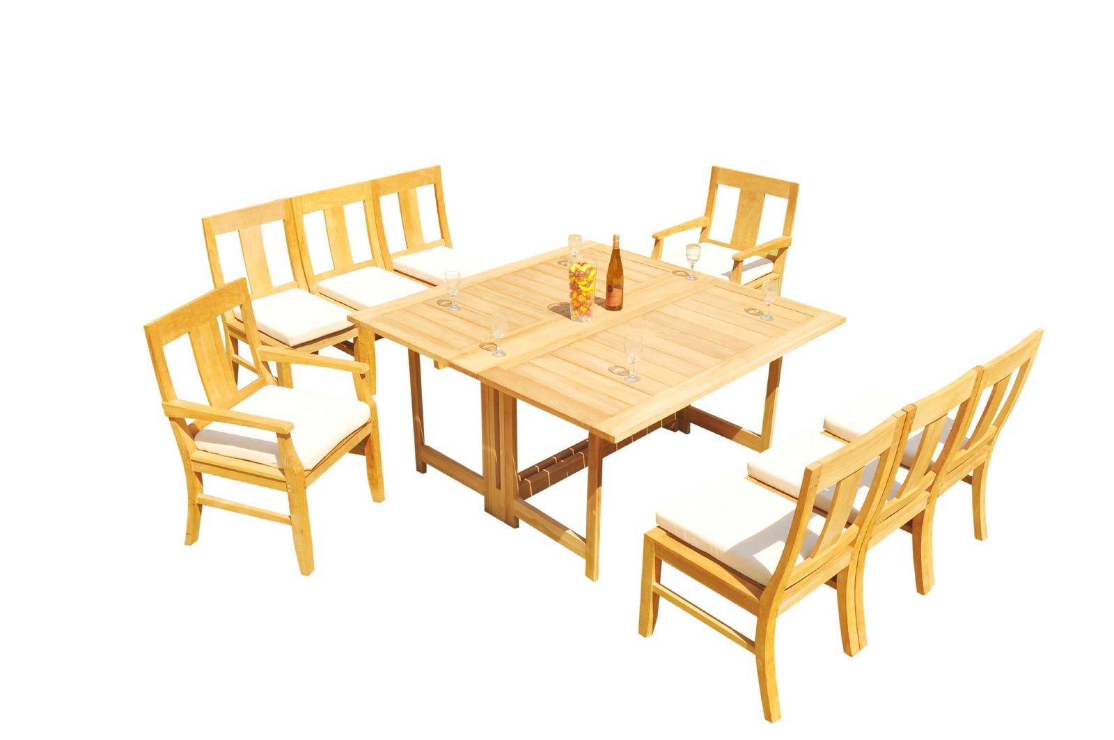 DSOS A-Grade Teak 9pc Dining Set 60″ Square Rectangle Butterfly Table Chair