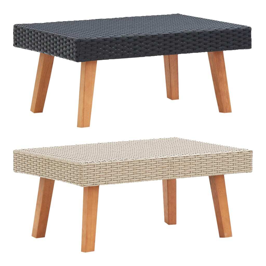 Coffee Table Garden Outdoor Side Table Solid Eucalyptus Wood PE Rattan vidaXL