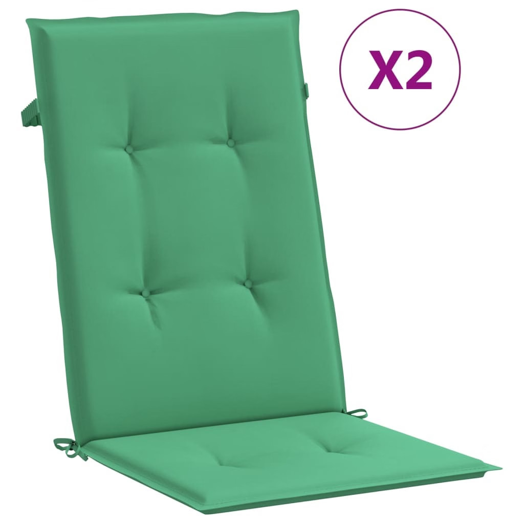 Garden Highback Chair Cushions 2 pcs Green 47.2″x19.7″x1.2″ Fabric