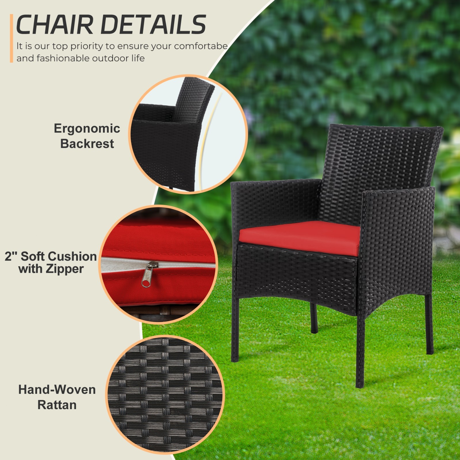 4-piece outdoor rattan bar set with high-quality terrace and courtyard chairs