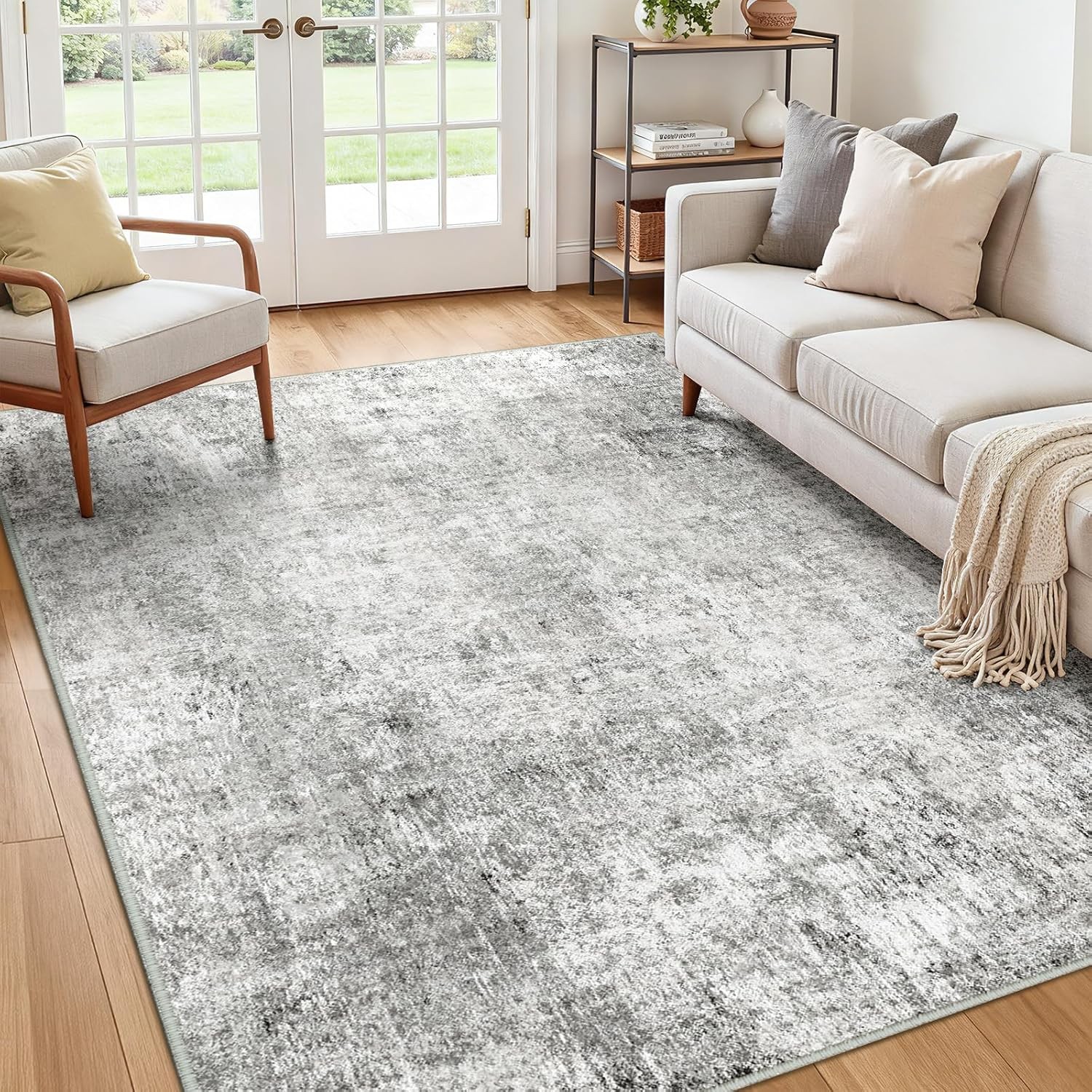 Washable Area Rugs 5’x7′ Non-Slip Modern Abstract Soft for Living