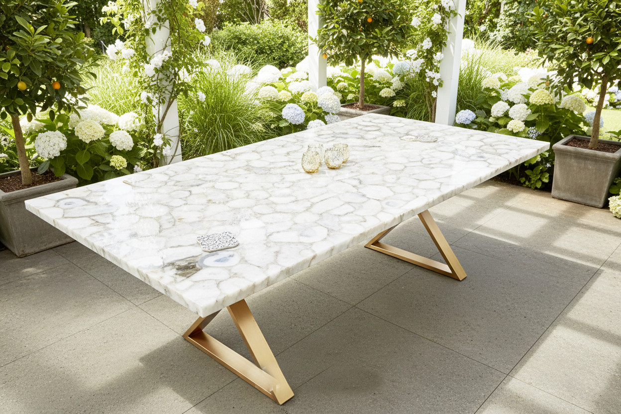 Natural White Quartz Table | Coffee & Dining Table Home Decor