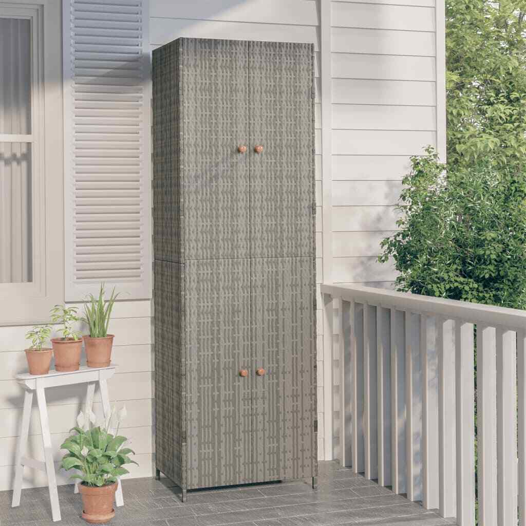 Storage Unit Outdoor Storage Cabinet Patio Storage Box Black Poly Rattan vidaXL
