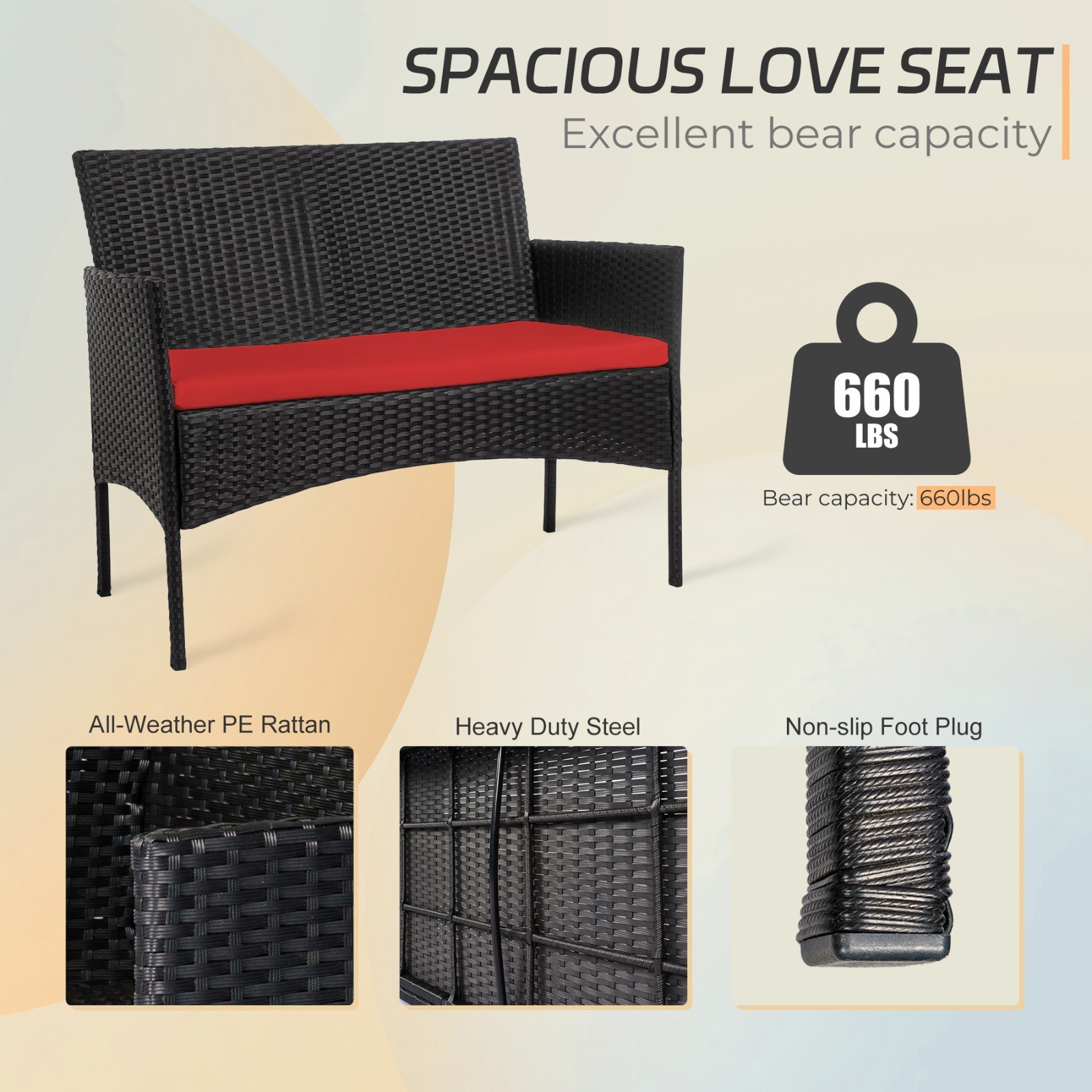 4-piece outdoor rattan bar set with high-quality terrace and courtyard chairs