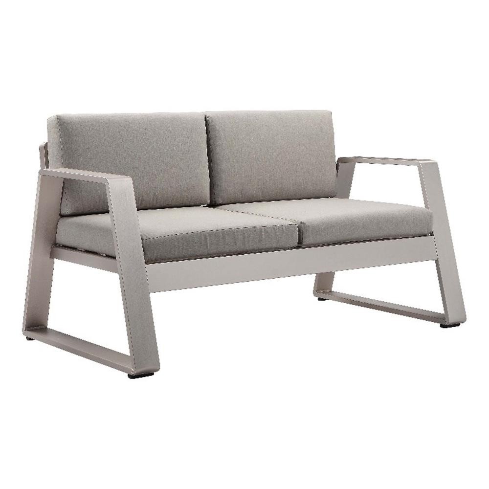 Pangea Home Air 33×57″ Two Seater Modern Aluminum Sofa in Gray Finish