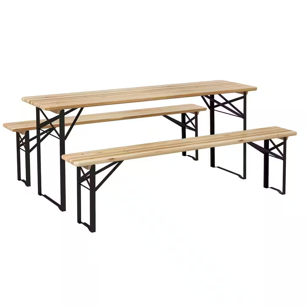 6 Ft. Wooden Folding Picnic Outdoor Table Bench Set