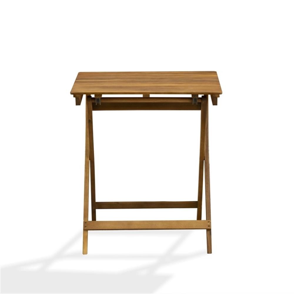 Pemberly Row Dining Table and 2 Folding Side Chairs in Natural Oil Finish