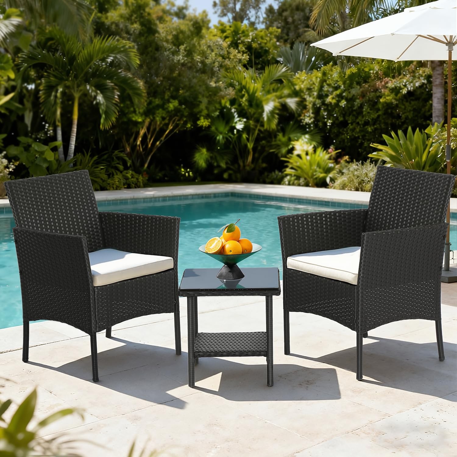 Juego De Mesa y 2 Sillas Con Cojines Patio Exterior 3 Piezas En Oferta Baratos