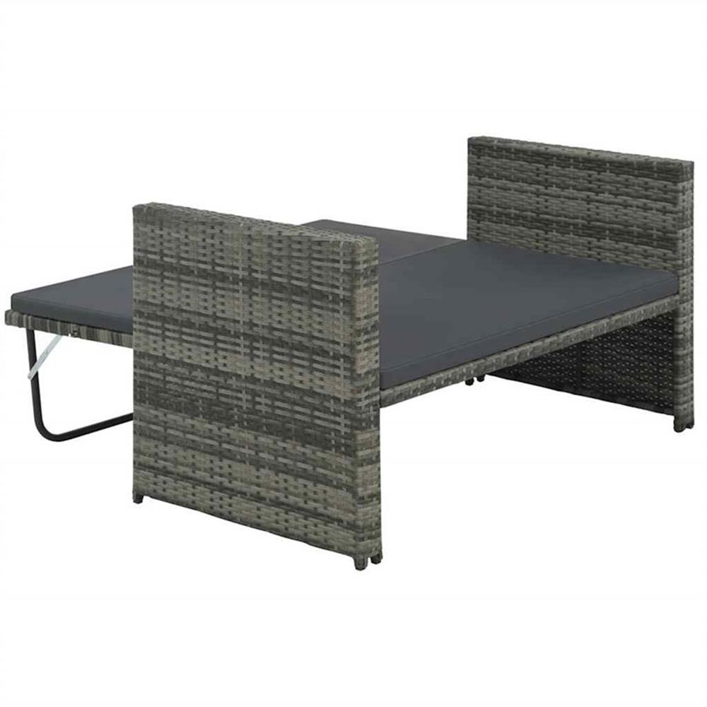 Pemberly Row 2-Seater Rattan & Powder-Coated Steel & Polyester Sofa Set in Gray