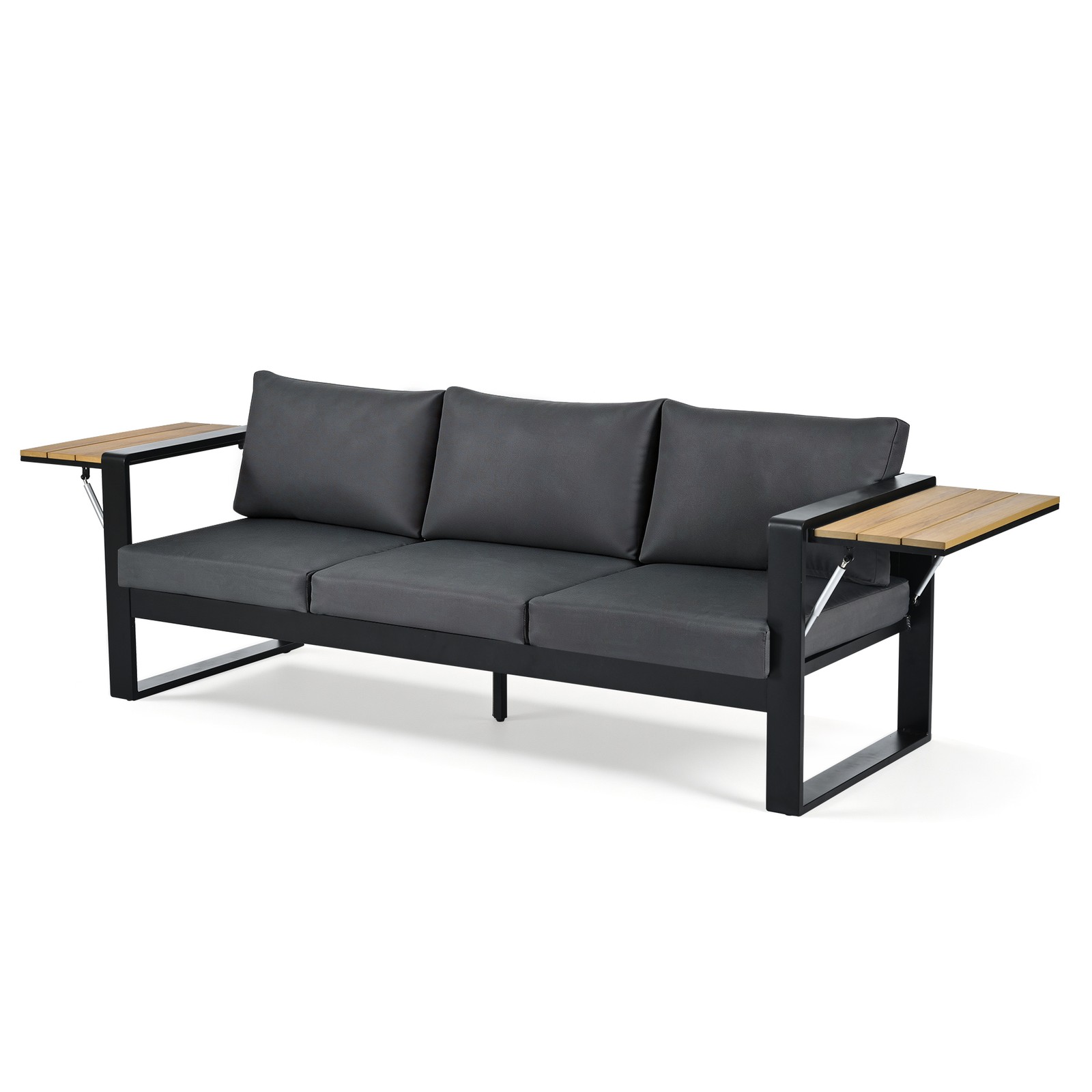 4-Piece Outdoor Patio Furniture Set, 3-Seater Sofa & 2 Armchairs, Grey