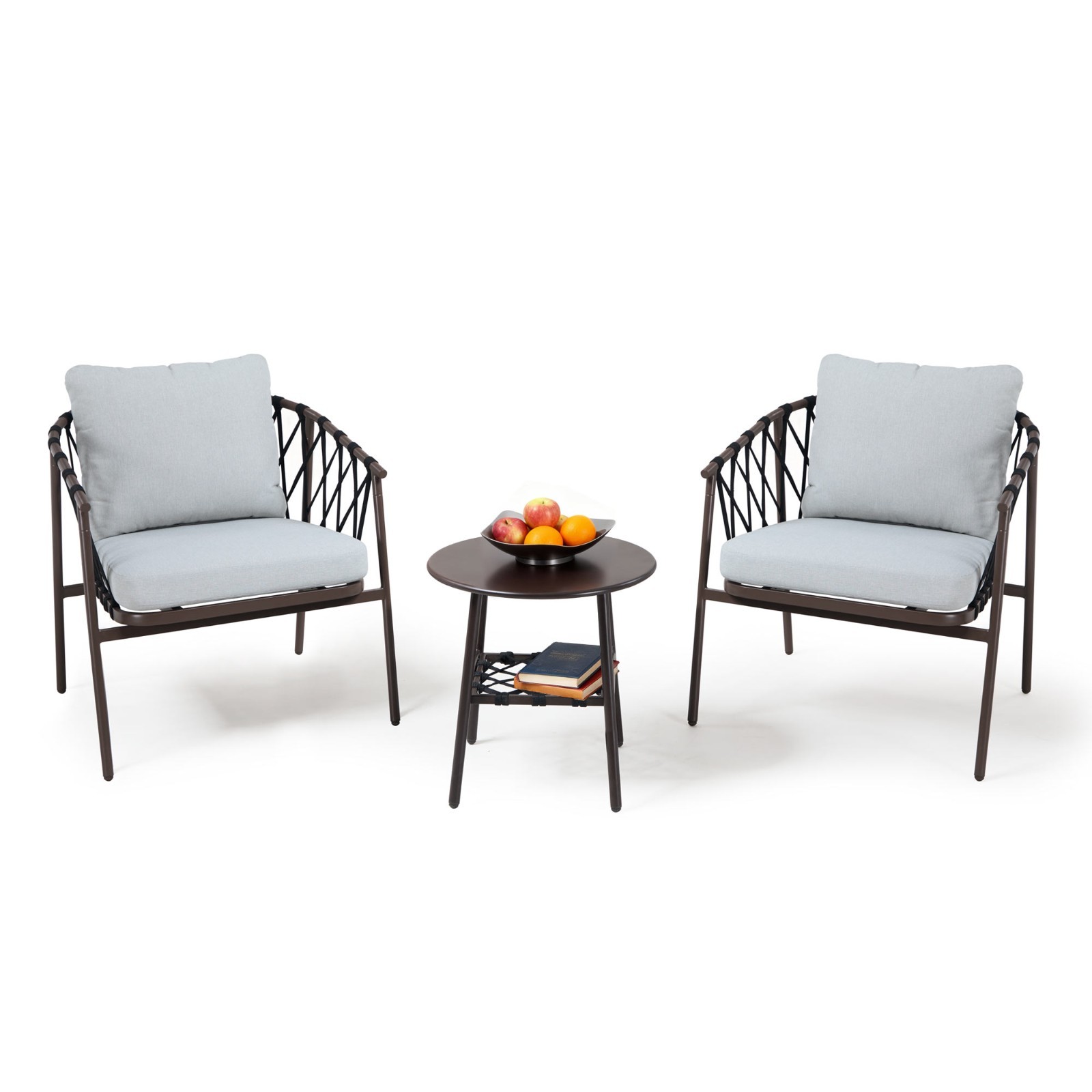 LAUSAINT HOME 3Handwoven Rope 3-Piece Bistro Set Piece Outdoor Patio Dining Set