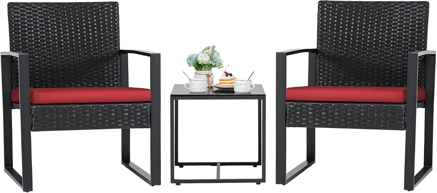 Outdoor Patio Furniture Modern Rattan Chair Conversation Set With Coffee Table