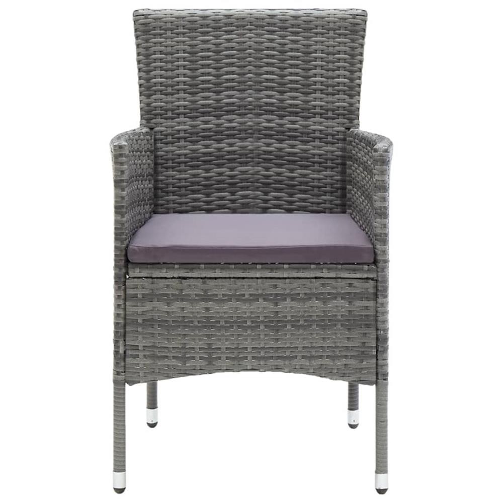 Bowery Hill Dining Set in Gray w/ Poly Rattan/Tempered Glass/Powder-Coated Steel