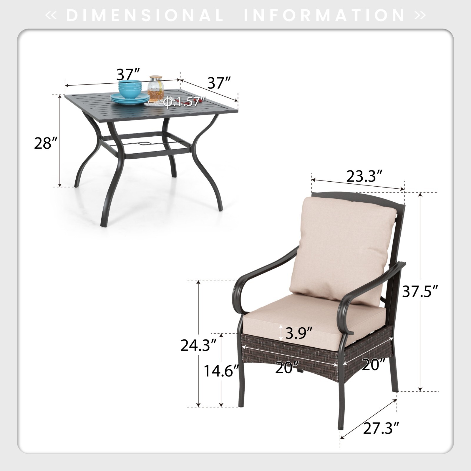 5 Piece Outdoor Sofa Chairs Set Patio Dining Table Chairs Furniture Set