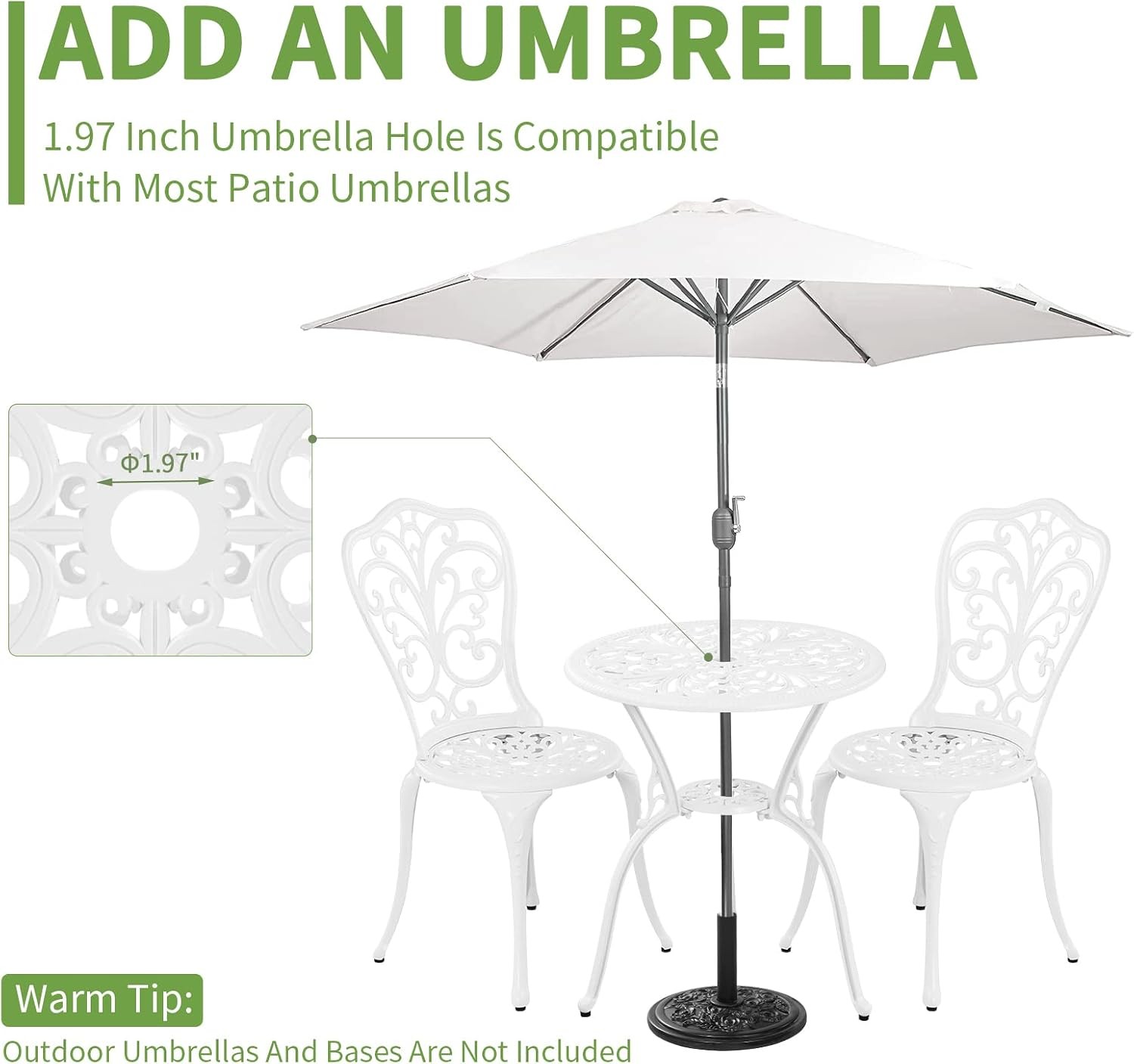 Outdoor Metal Bistro Furniture Set Garden Porch Small Dining Seating