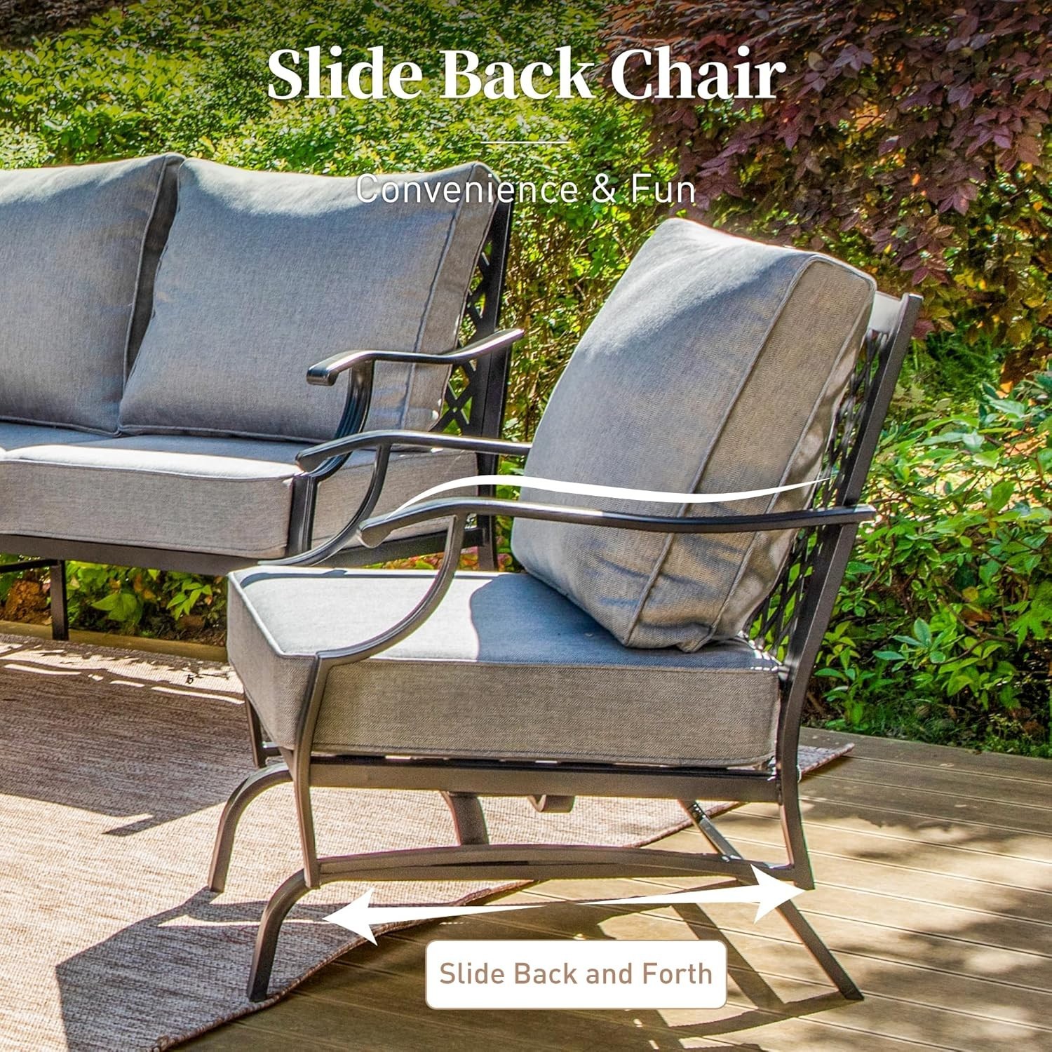 5 PCS Patio Furniture Set Outdoor Conversation Set Metal Rocking Chairs Backyard