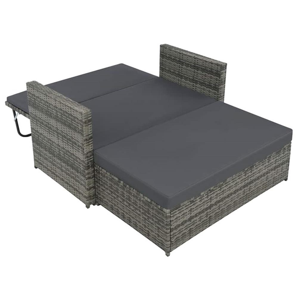 Pemberly Row 2-Seater Rattan & Powder-Coated Steel & Polyester Sofa Set in Gray