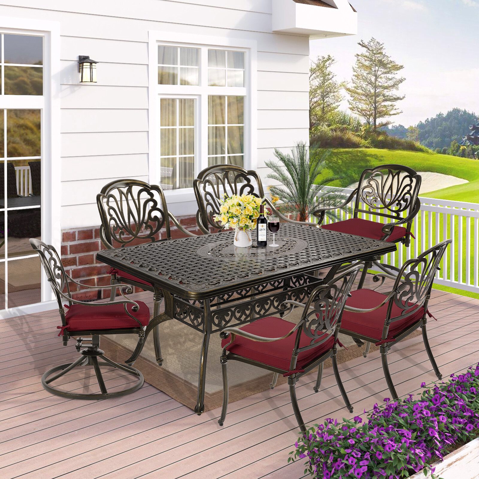 7PCS Patio Furniture Set Outdoor Patio Conversation Set Outdoor Patio Dining Set
