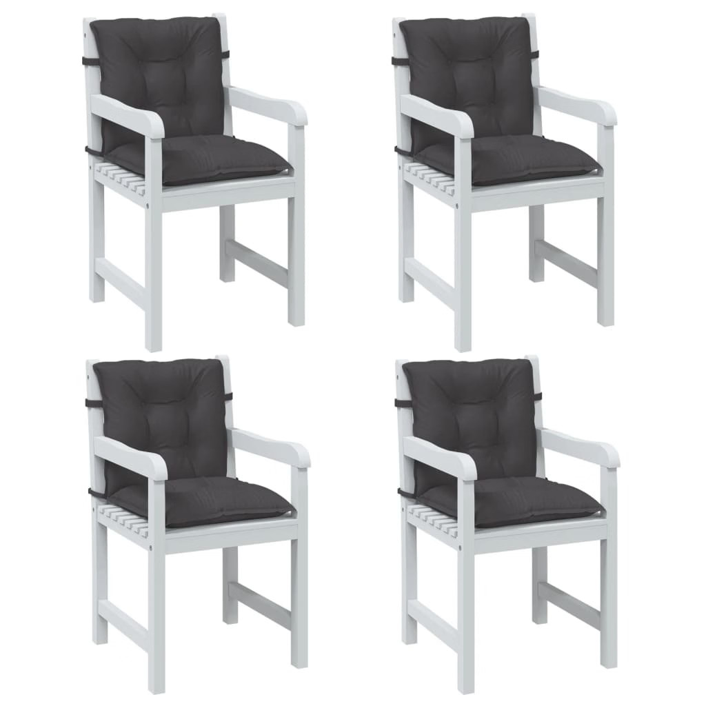 Lowback Chair Cushions 4 pcs Melange Anthracite 39.4″x19.7″x2.8″ Fabric