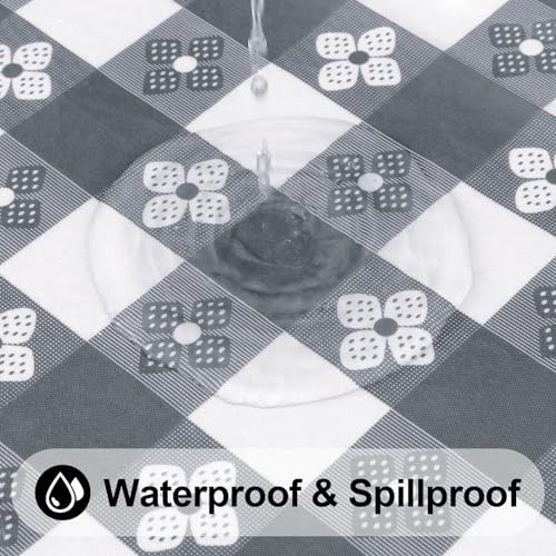 Rectangle Vinyl Table Cloth, Waterproof 96″ x 30″ (Rectangular) Grey & White