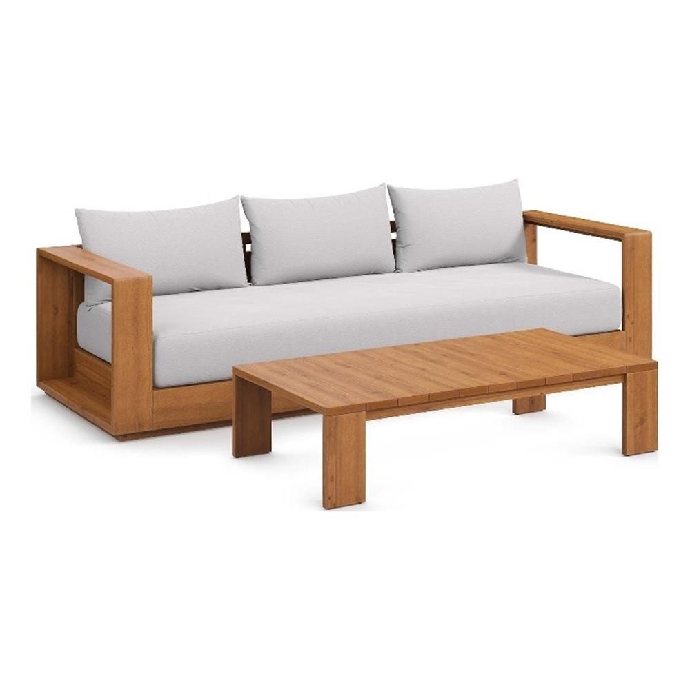 Tahoe 2-Piece Sofa and Coffee Table Set in Natural Light Gray
