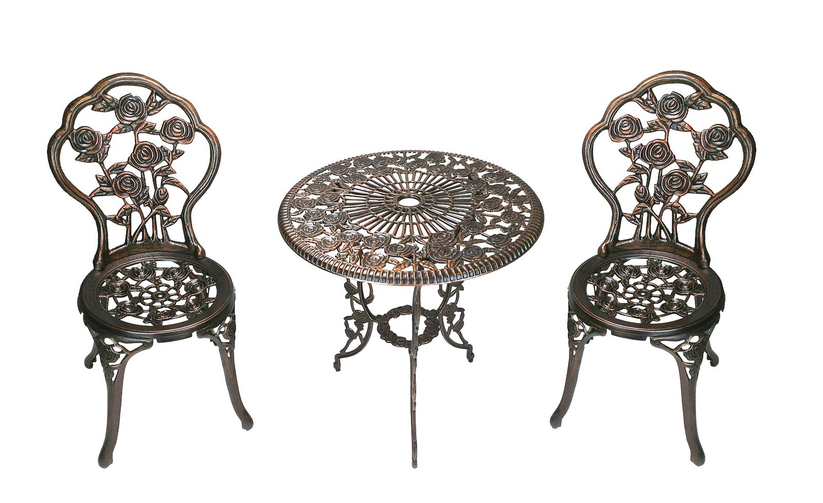 Ng 3piece Rose Bistro Set With 23.5inch Cast Aluminum Top Table