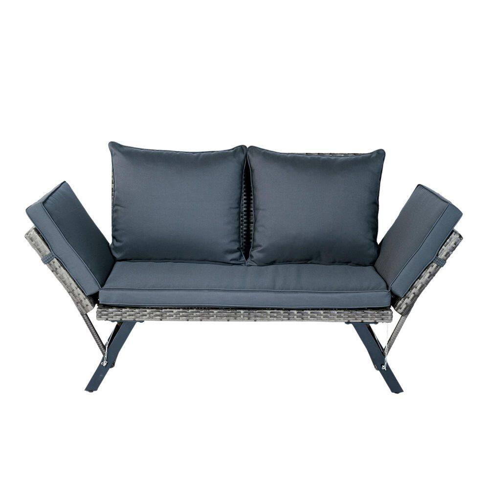 1 PCS Patio Metal Side Foldable Bench Lawn Chair Patio Backyard Conversation Ben