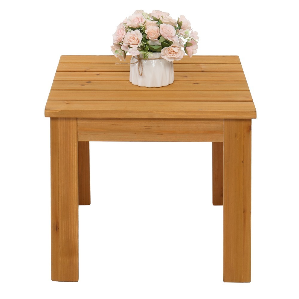 Patio Wooden Square Side End Table Coffee Bistro Table Indoor Outdoor Natural