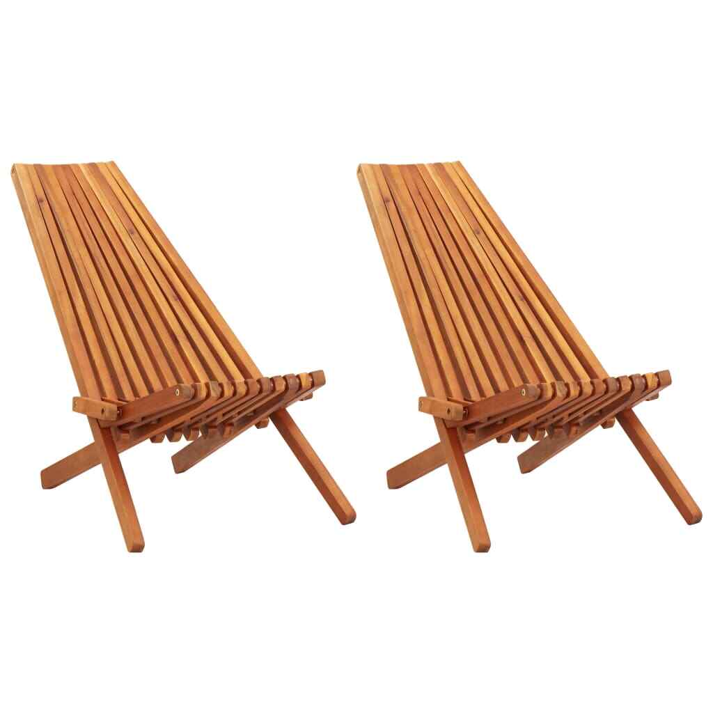 1/2x Solid Acacia Wood Folding Outdoor Lounge Chairs Deck Chair Seat vidaXL