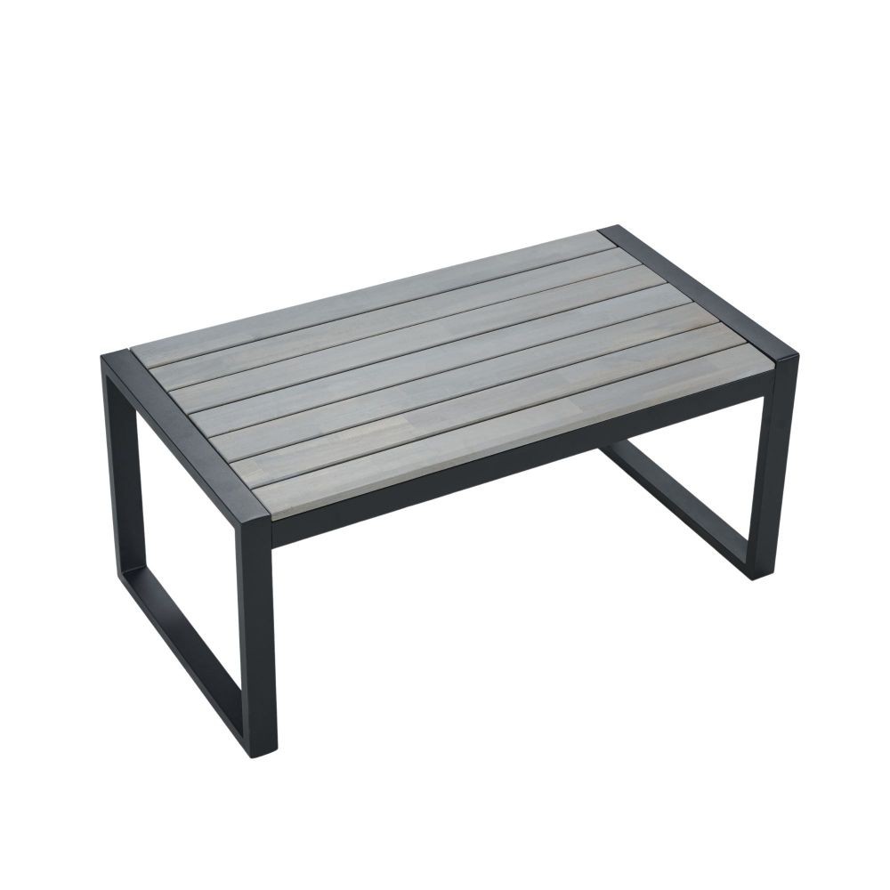 4-Piece Patio Furniture Set Outdoor Balcony Furniture Gray Acacia Wood Table Top