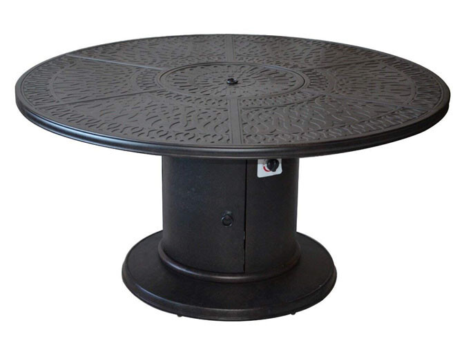 Outdoor conversation set with fire pit table and 6 swivel club-deep rockers.