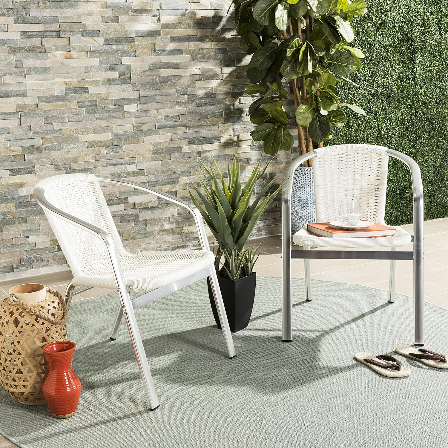 Wrangell White Stacking Armchair Set of 2 – Fully Assembled Outdoor Furniture