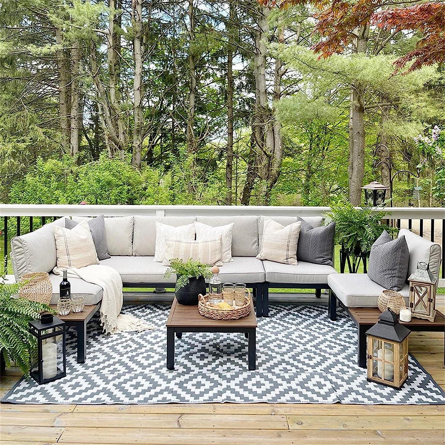 6 Piece Patio Furniture Set Outdoor Conversation Set with Cushion for Backyard