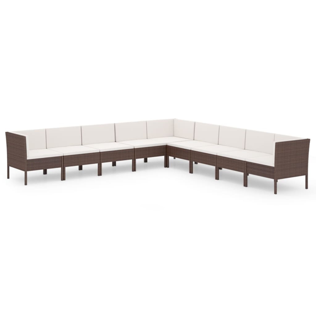 Garden Lounge Set Patio Sectional Sofa Couch Outdoor Poly Rattan Brown vidaXL