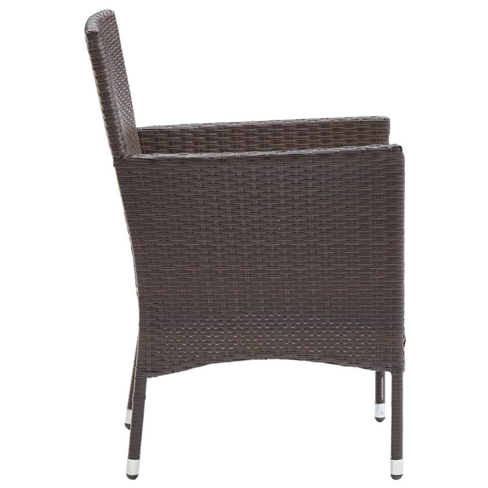 Bowery Hill Contemporary Poly Rattan Dining Set in Brown/Cream White