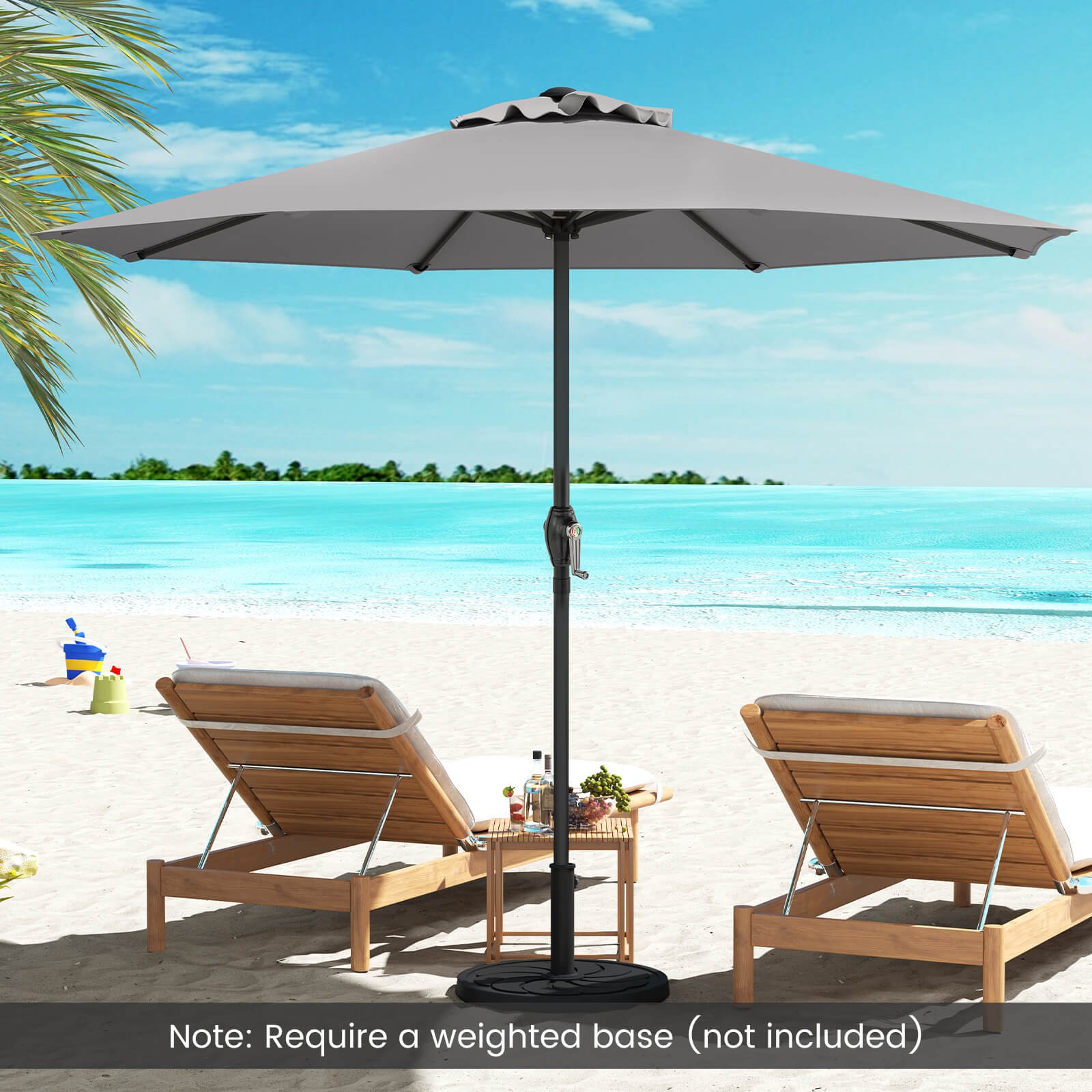 Outdoor Patio Umbrella Modern Table Umbrella w/8 Heavy Duty Ribs Sun-proof