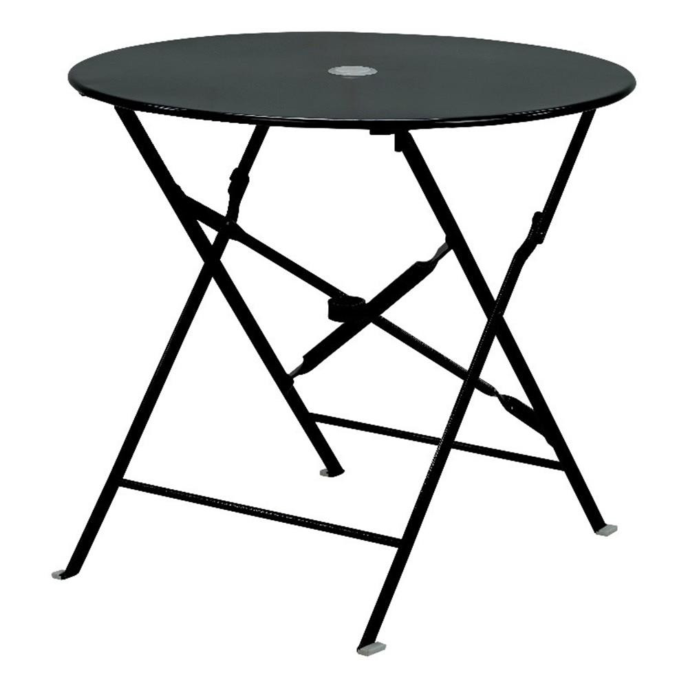 Carolina Classics 30″ Folding Metal Bistro Table with Umbrella Hole in Black