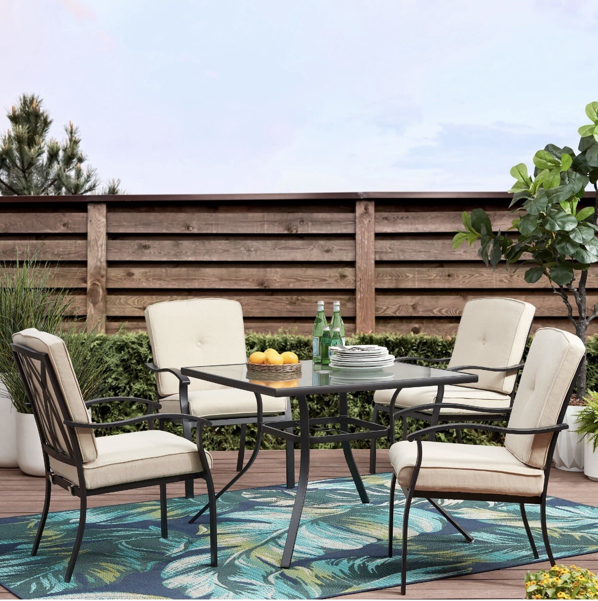 Mainstays Belden Park 5-Piece Dining Set Beige Outdoor Patio Set