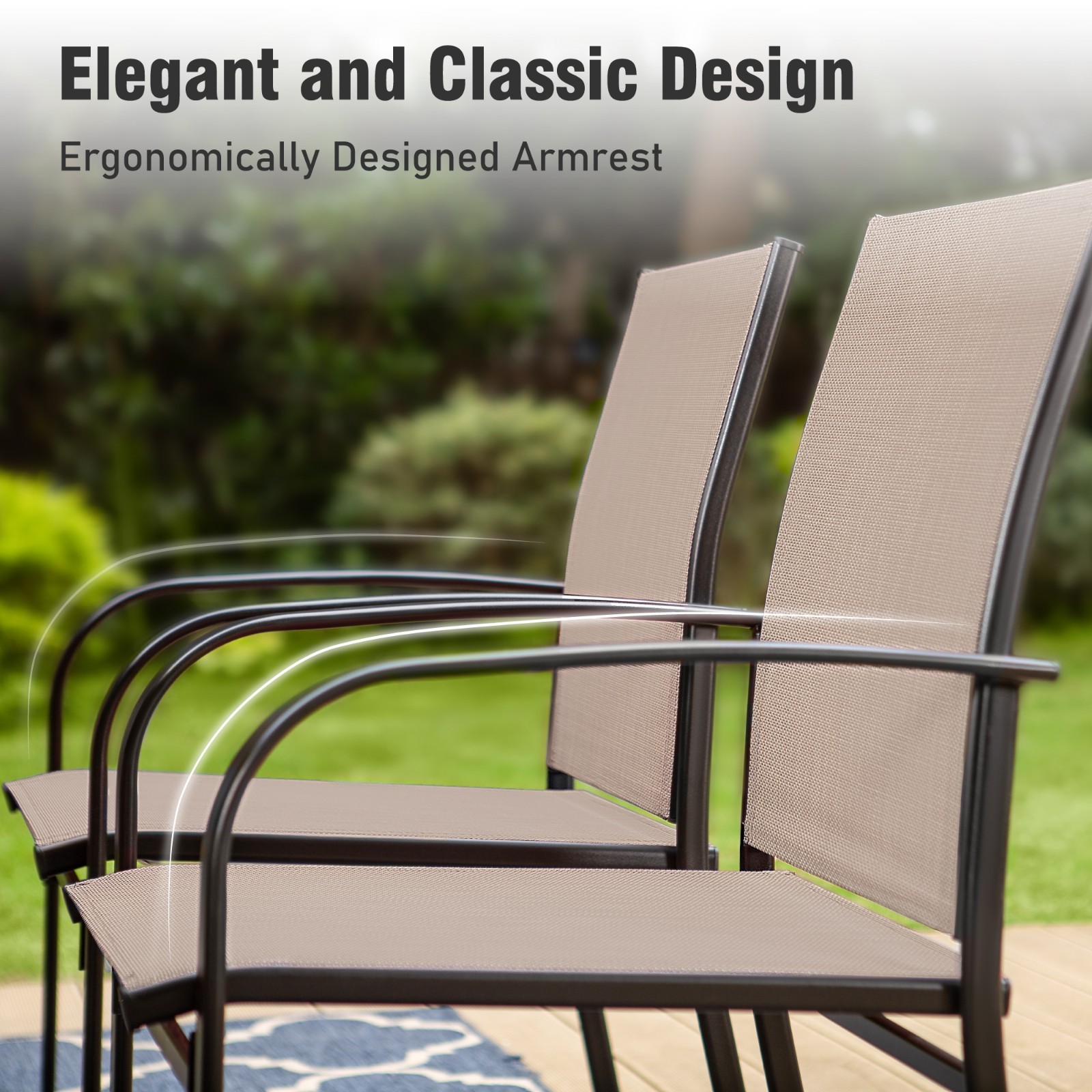 5 Piece Patio Dining Set Outdoor Table Chair Set Garden Furniture w/ Round Table