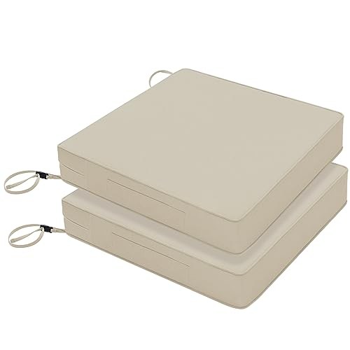 Patio Chair Cushionsch Waterproof Outdoor Seat Cushions 22 x 22 x 3 In Beige