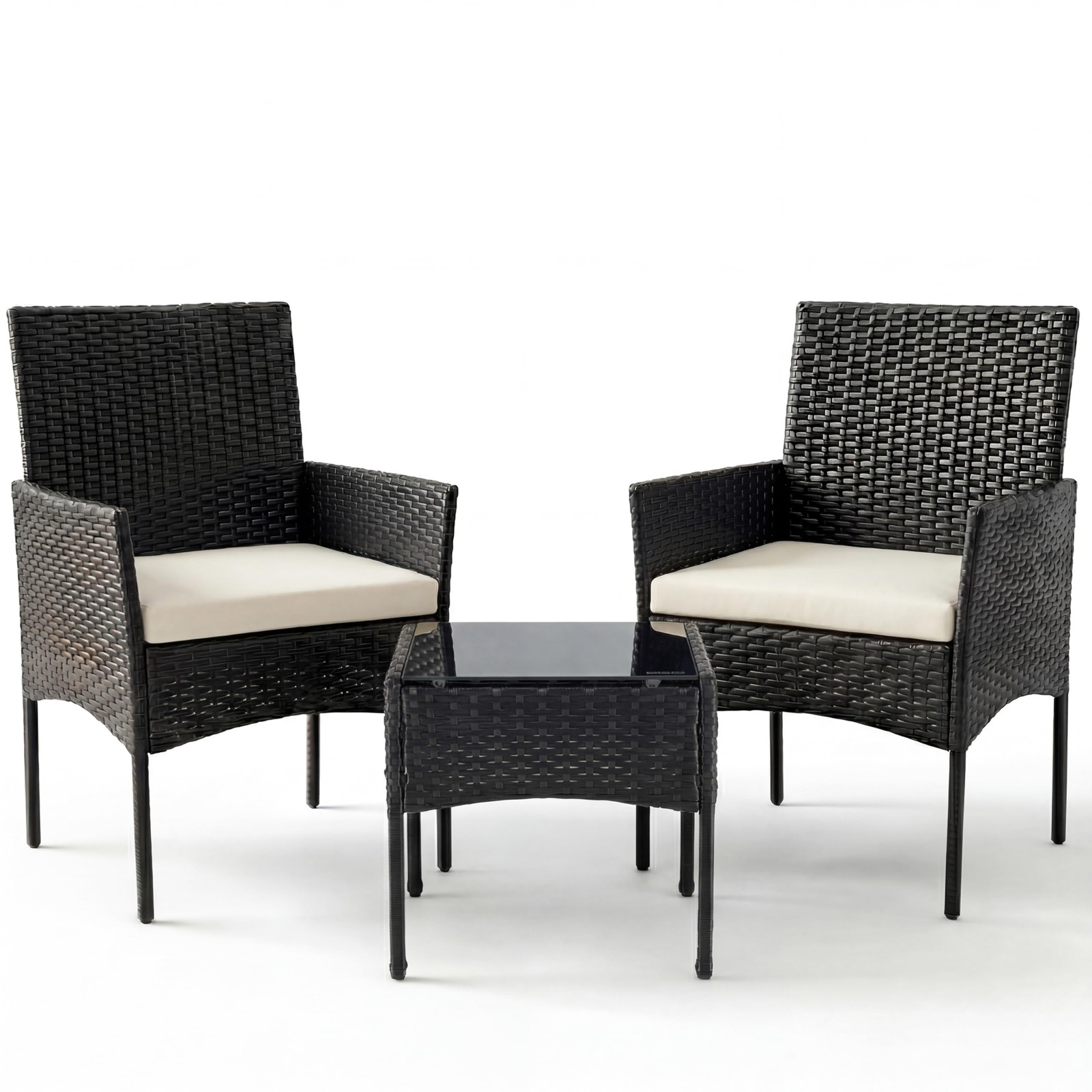 3 Piece Patio Furniture Set, All-Weather Outdoor Conversation with Removable …
