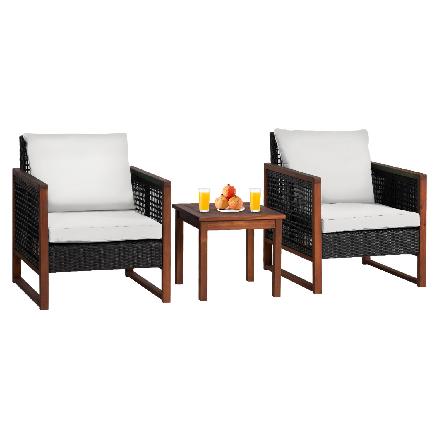 Patio Furniture 3-Piece Acacia Wood Patio Bistro Set Outdoor Chat Conversation