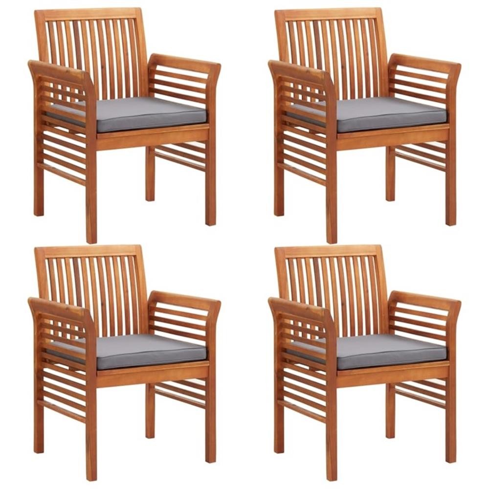 Bowery Hill Outdoor Dining Set in Brown Frame With in Dark Gray Cushions