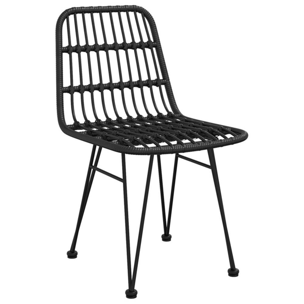 Bowery Hill Poly Rattan Medium Durable Garden Dining Set in Black