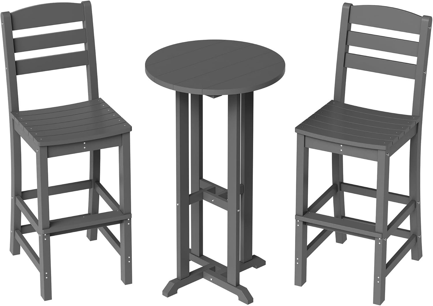 Stylish 3-Piece Outdoor Patio Bar Set with 2 Stools & Round Table – Grey