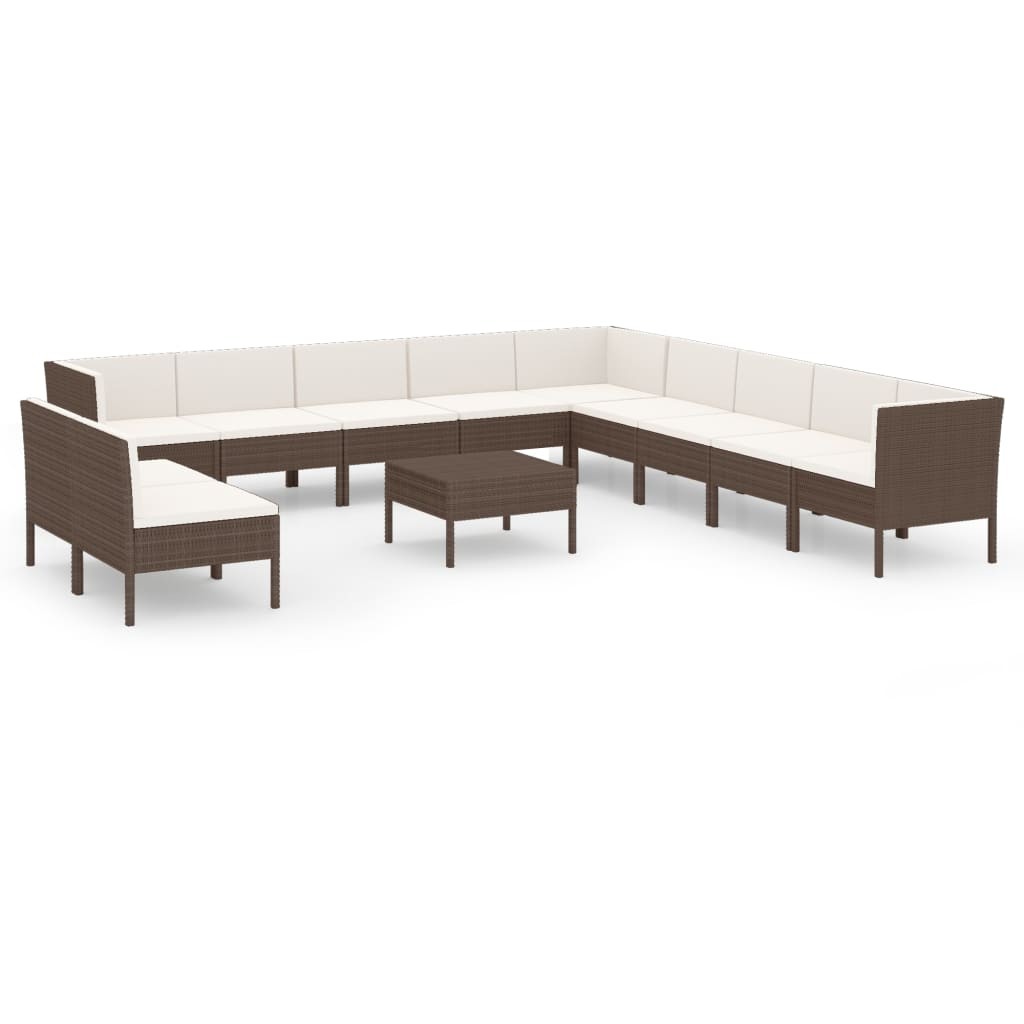 Garden Lounge Set Patio Sectional Sofa Couch Outdoor Poly Rattan Brown vidaXL